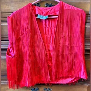 VINTAGE red fringe vest 💃 Bonnie Boerer Unlimited